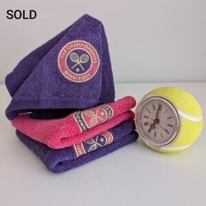 Wimbledon BUNDLE Face Towels and Tennis Ball Clock Academy Sports Club Kids Room